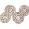 KAZI Fringed Taupe Geo Coasters Home Goods 1 KAZI Fringed Taupe Geo Coasters Home Goods