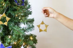 KAZI Gold Beaded Star Ornament Fair Trade