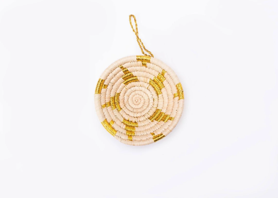 KAZI Fair Trade Gold Metallic Basket Ornament 3 KAZI Fair Trade Gold Metallic Basket Ornament