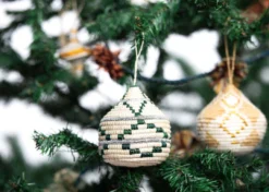 KAZI Fair Trade Green + Silver Bulb Ornament