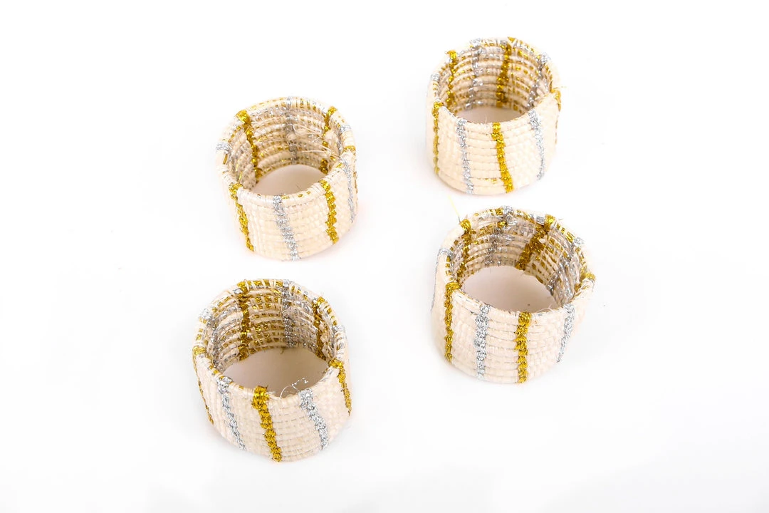 KAZI Metallic Gold + Silver Napkin Ring Set 4 KAZI Metallic Gold + Silver Napkin Ring Set