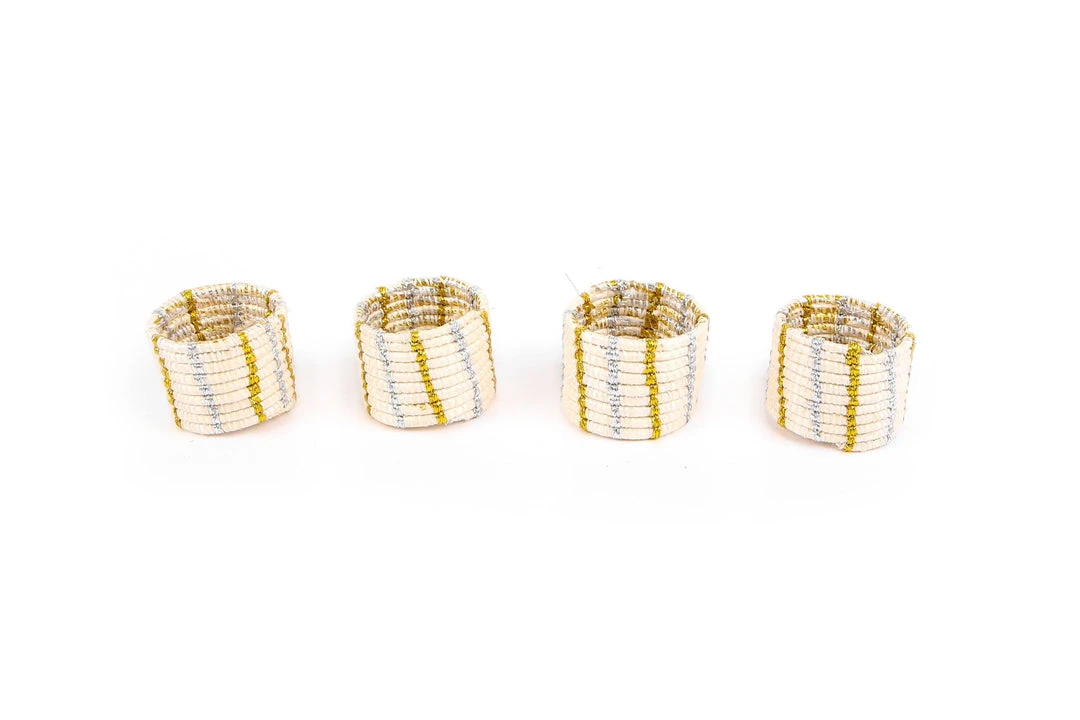KAZI Metallic Gold + Silver Napkin Ring Set 3 KAZI Metallic Gold + Silver Napkin Ring Set