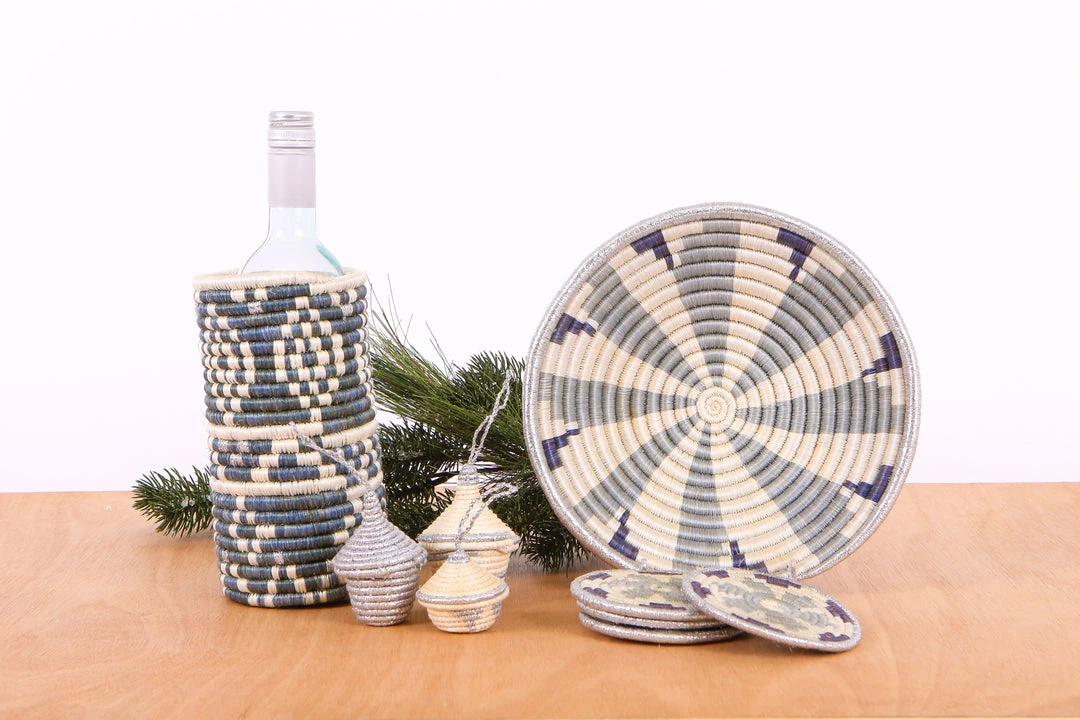 KAZI Metallic Gray Hope Oversized Coaster Set 5 KAZI Metallic Gray Hope Oversized Coaster Set