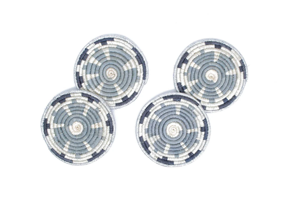 KAZI Metallic Gray Hope Oversized Coaster Set 3 KAZI Metallic Gray Hope Oversized Coaster Set