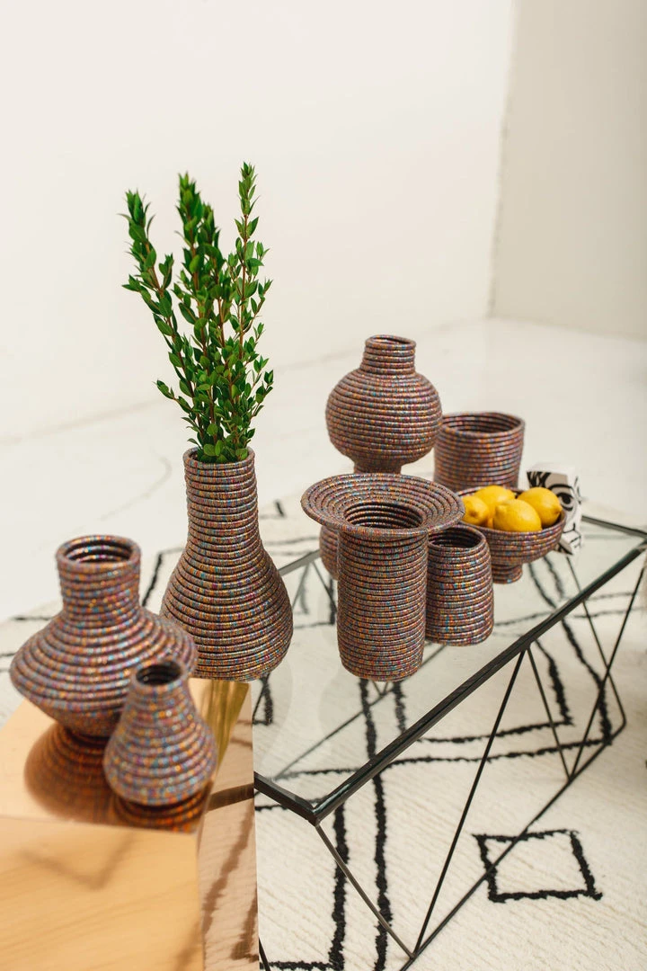 KAZI Home Goods Metallic Prism Short Tapered Vase 4 KAZI Home Goods Metallic Prism Short Tapered Vase