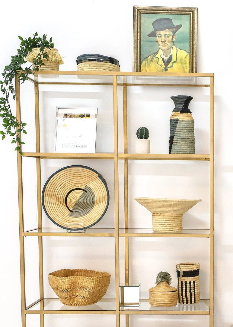 KAZI Opal Gray Color Blocked Oval Basket Home Goods 4 KAZI Opal Gray Color Blocked Oval Basket Home Goods