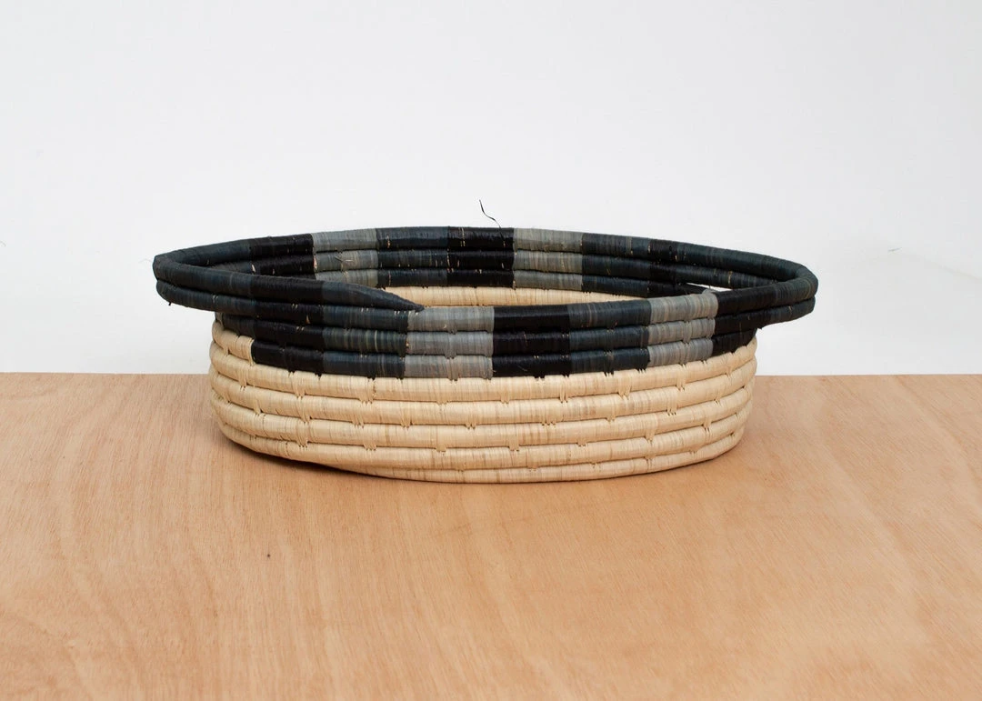 KAZI Opal Gray Color Blocked Oval Basket Home Goods 3 KAZI Opal Gray Color Blocked Oval Basket Home Goods