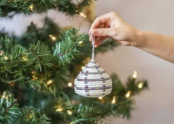 KAZI Fair Trade Patterned Multicolor Metallic Bulb Ornament