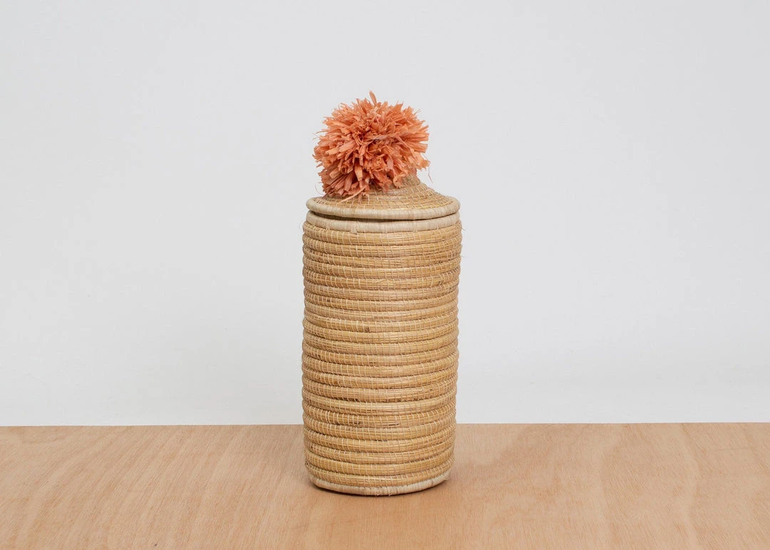 KAZI Home Goods Peach Tina Pom Pom Box 3 KAZI Home Goods Peach Tina Pom Pom Box