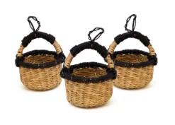 KAZI Petite Bolga Basket Ornament Set - Natural + Black