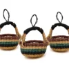 KAZI Petite Bolga Basket Ornament Set - Blue + Black 1 KAZI Petite Bolga Basket Ornament Set - Blue + Black