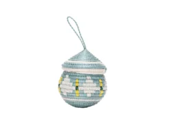 KAZI Silver Blue Egg Shaped Box Ornament