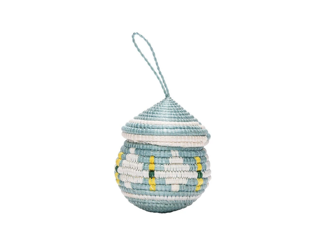 KAZI Silver Blue Egg Shaped Box Ornament 3 KAZI Silver Blue Egg Shaped Box Ornament