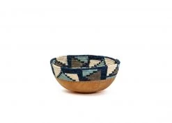 KAZI Silver Blue Mosaic Wooden Bowl Home Goods