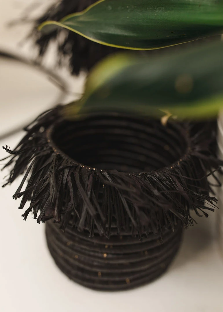 KAZI Small Black Fringed Catch All Home Goods 5 KAZI Small Black Fringed Catch All Home Goods