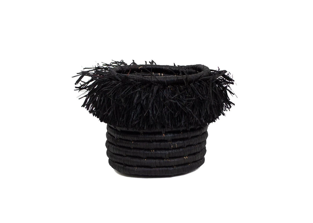 KAZI Small Black Fringed Catch All Home Goods 3 KAZI Small Black Fringed Catch All Home Goods