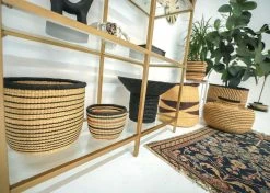 KAZI Striped Black Grass Pot