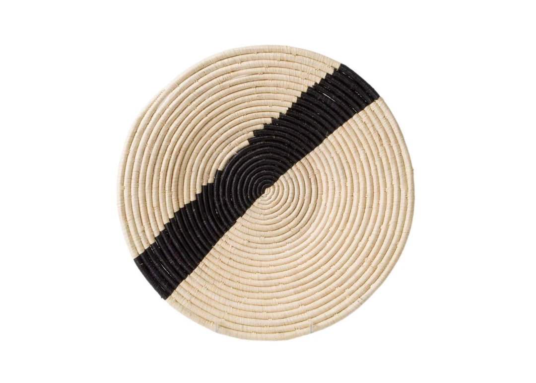 KAZI Striped Black + Natural Raffia Wall Plate I Home Goods 3 KAZI Striped Black + Natural Raffia Wall Plate I Home Goods