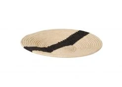 KAZI Striped Black + Natural Raffia Wall Plate I Home Goods