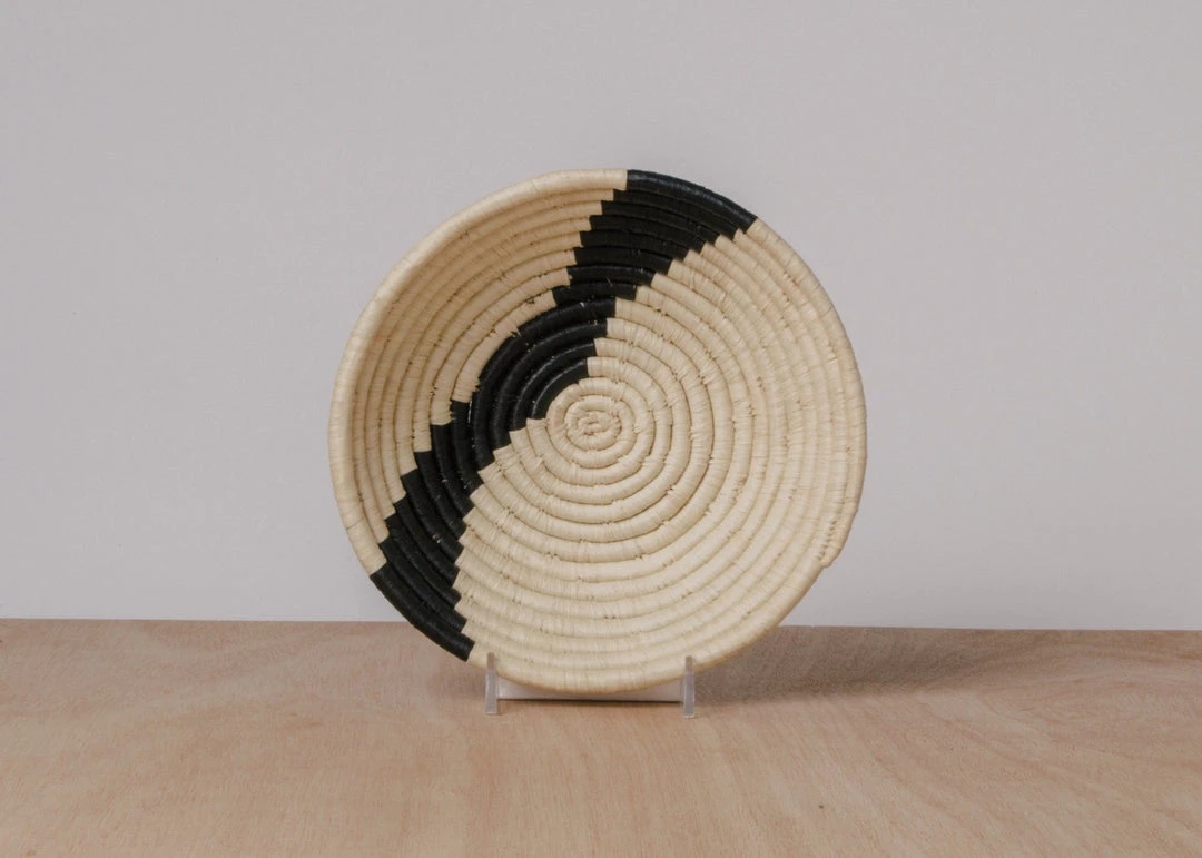 KAZI Striped Black + Natural Small Raffia Bowl 3 KAZI Striped Black + Natural Small Raffia Bowl