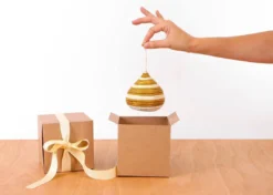 KAZI Striped Gold Bulb Ornament