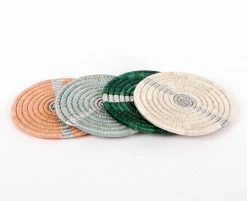 KAZI Striped Metallic Floret Coasters