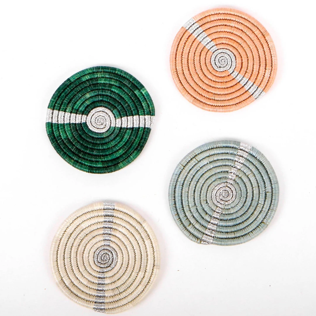 KAZI Striped Metallic Floret Coasters 3 KAZI Striped Metallic Floret Coasters