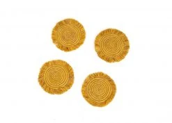 KAZI Sunset Fringed Oversized Raffia Coaster Set