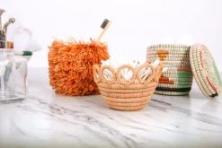 KAZI Home Goods Tiny Peach Hooped Raffia Catch All