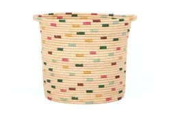KAZI Vivid Dashed Raffia Floor Storage Basket Home Goods