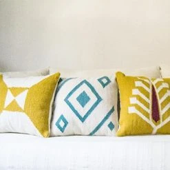 Kiliim Cream + Yellow Arrows Wool Throw Pillow Cover 7 Kiliim Cream + Yellow Arrows Wool Throw Pillow Cover
