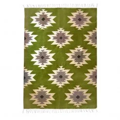 Kiliim Green Medallions Wool Runner / Rug