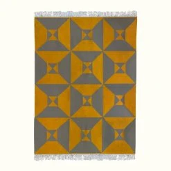 Kiliim Home Goods Gray + Yellow Arrows Wool Rug