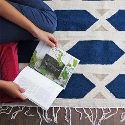 Kiliim Hexa Blue Wool Rug