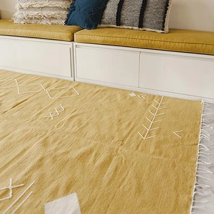 Kiliim Home Goods Yellow Scattered Stitch Wool Rug 4 Kiliim Home Goods Yellow Scattered Stitch Wool Rug