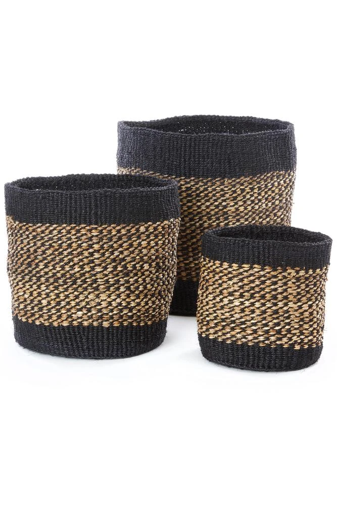 Swahili African Modern Home Goods Kitonga Sisal And Banana Fiber Storage Basket Set 3 Swahili African Modern Home Goods Kitonga Sisal And Banana Fiber Storage Basket Set