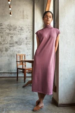 No Nasties Clothing Knit Turtleneck Midi Dress