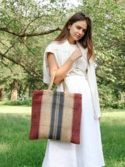 Korissa Dora Jute Tote Bag - Multi Brown