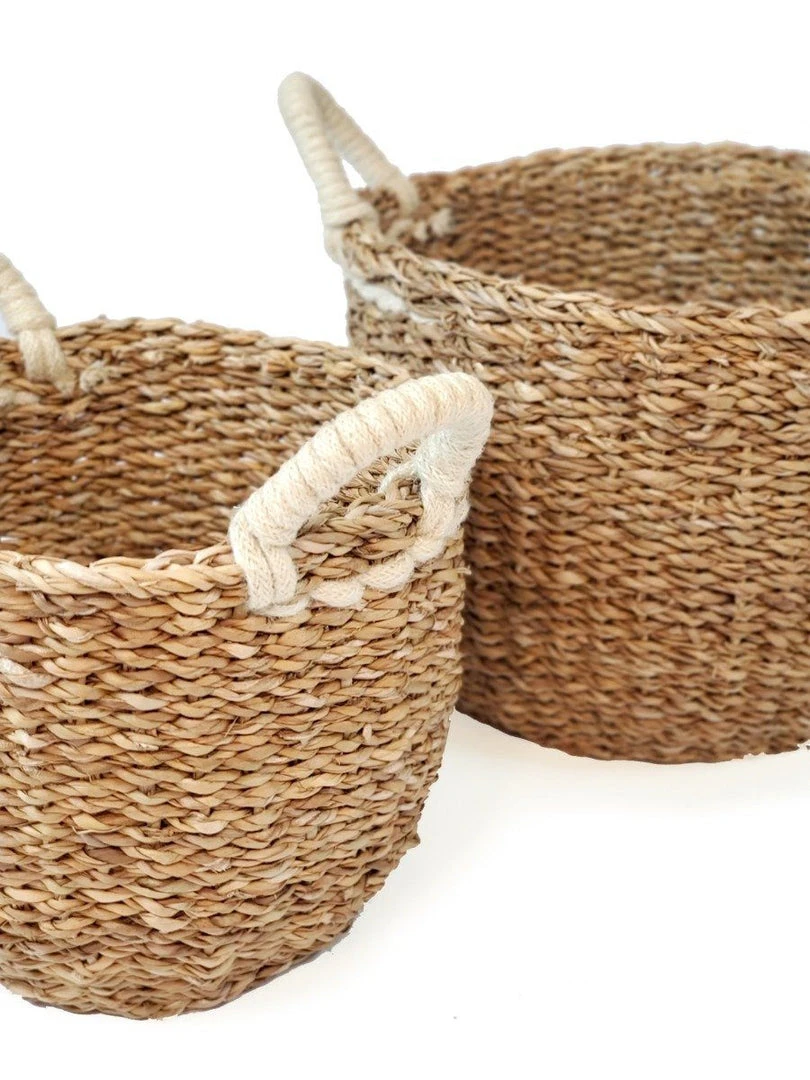 Korissa Savar Basket With White Handles Set 8 Korissa Savar Basket With White Handles Set
