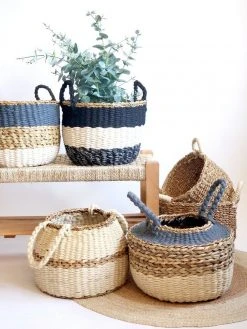 Korissa Home Goods Ula Stripe Basket Set - Black 9 Korissa Home Goods Ula Stripe Basket Set - Black