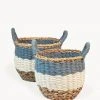 Korissa Home Goods Ula Stripe Basket Set - Blue 1 Korissa Home Goods Ula Stripe Basket Set - Blue