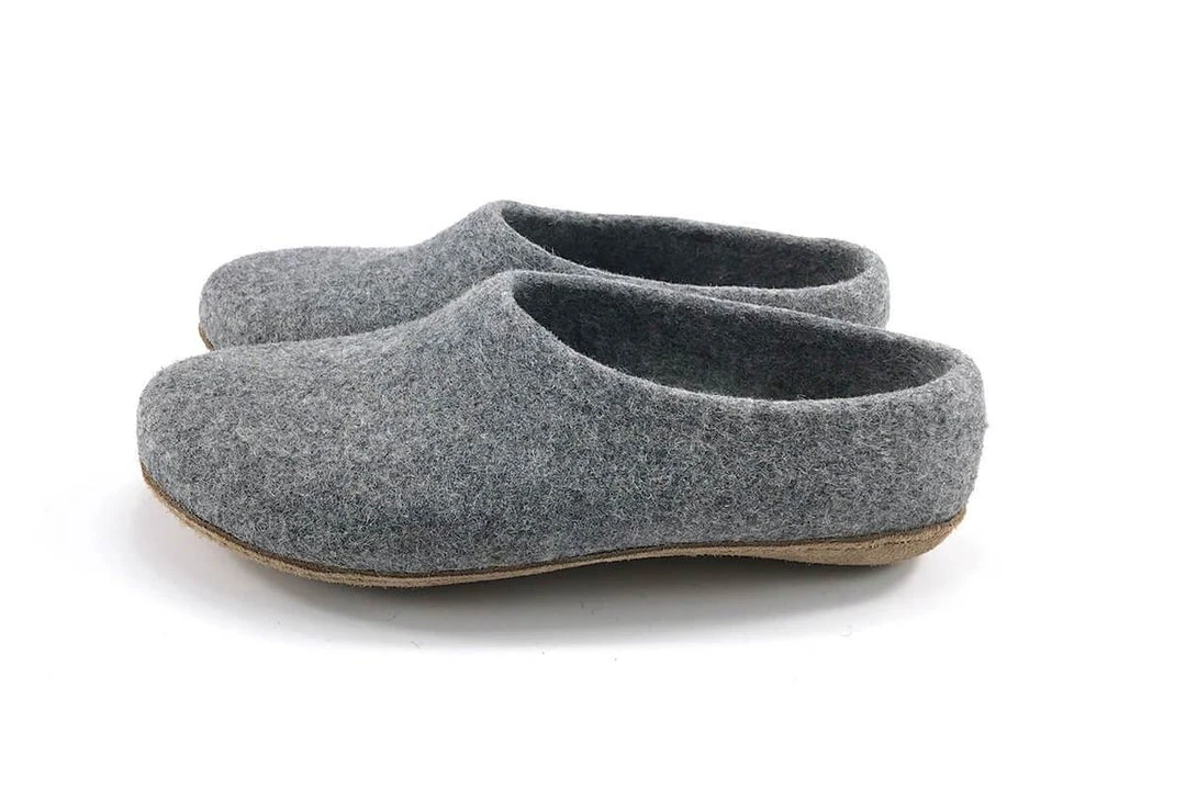 Kyrgies Men's Molded Sole High Back Wool Slippers - Gray 6 Kyrgies Men's Molded Sole High Back Wool Slippers - Gray