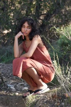 LA Relaxed New Arrivals Washed Linen Column Dress