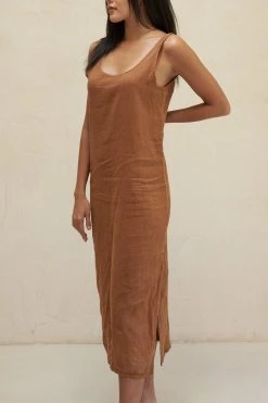 LA Relaxed New Arrivals Washed Linen Column Dress