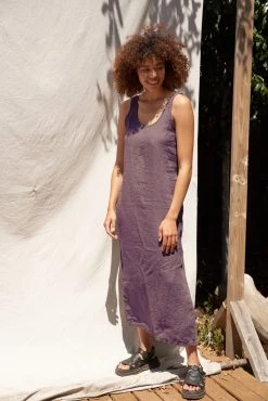 LA Relaxed New Arrivals Washed Linen Column Dress