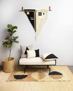 Leah Singh Black + White Wool Fringe Tapestry Home Goods