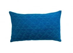 Leah Singh Eva Wool Lumbar Pillow Cover - Indigo + Aqua Home Goods