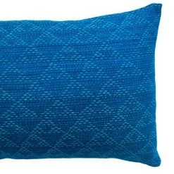 Leah Singh Eva Wool Lumbar Pillow Cover - Indigo + Aqua Home Goods