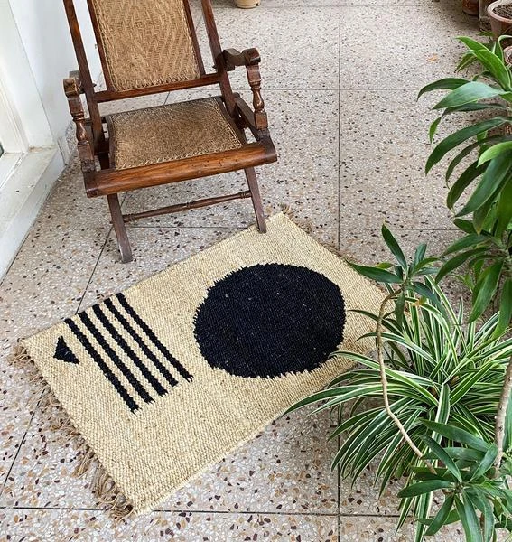 Leah Singh Lola Jute Rug - Circle + Lines 4 Leah Singh Lola Jute Rug - Circle + Lines