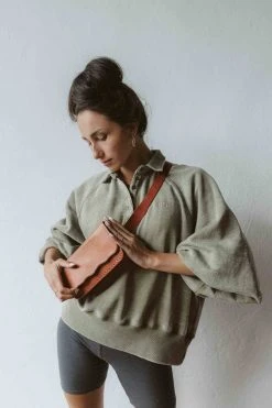 Purse & Clutch Leather Belt Bag - Russet Brown